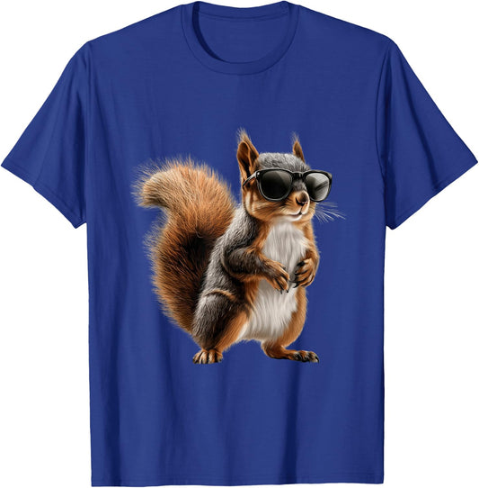 Se Eichhrnchen Motive fr Tierliebhaber - Adult Black Small Classic Cartoon Squirrel Motif with Sunglasses T-Shirt - T-Shirt | Royal