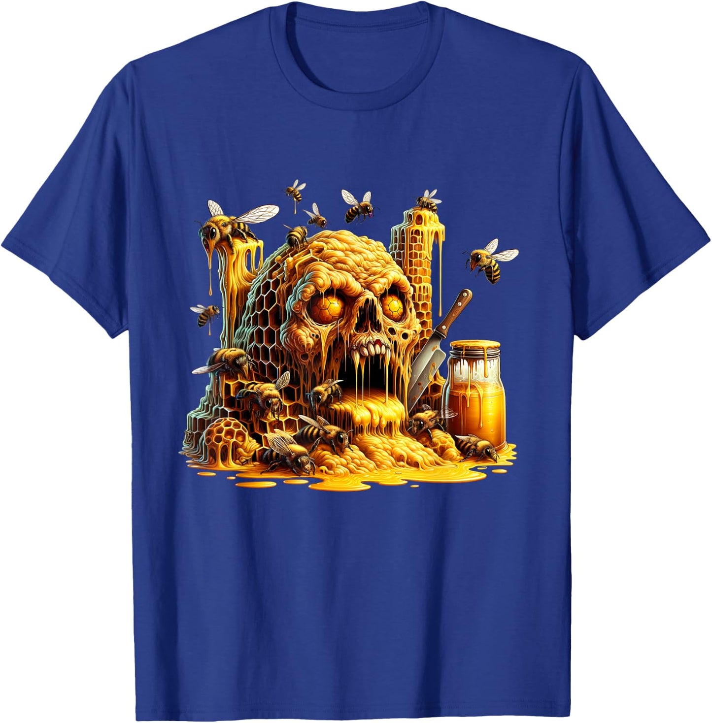 Honeycore - Grotesque skull with honey and bees T-Shirt - T-Shirt | Royal