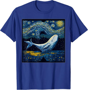 Surrealism Starry Night Beluga Whale T-Shirt - T-Shirt | Royal