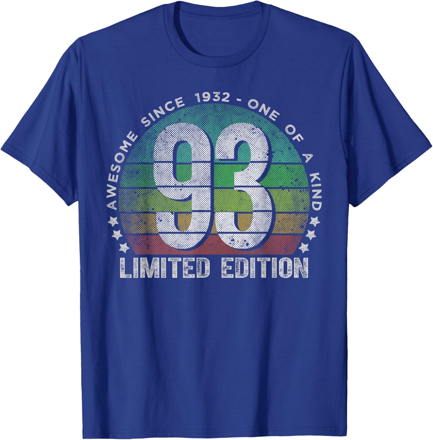 93 Year Old Gifts Vintage 1932 Limited Edition 93rd Birthday T-Shirt - T-Shirt | Royal