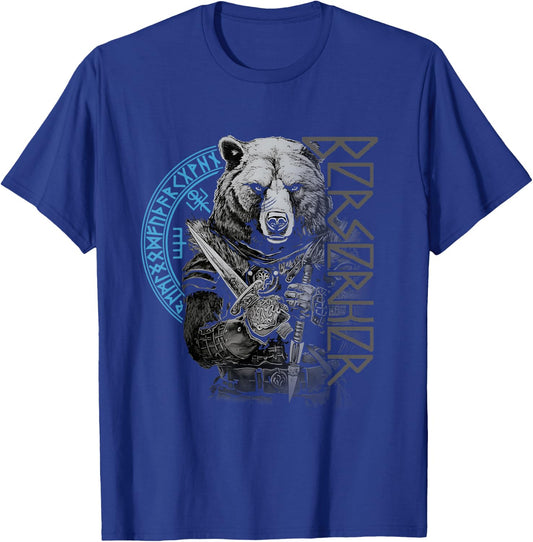 Berserker Bear Warrior Odin Runes Nordic Compass Viking T-Shirt - T-Shirt | Royal