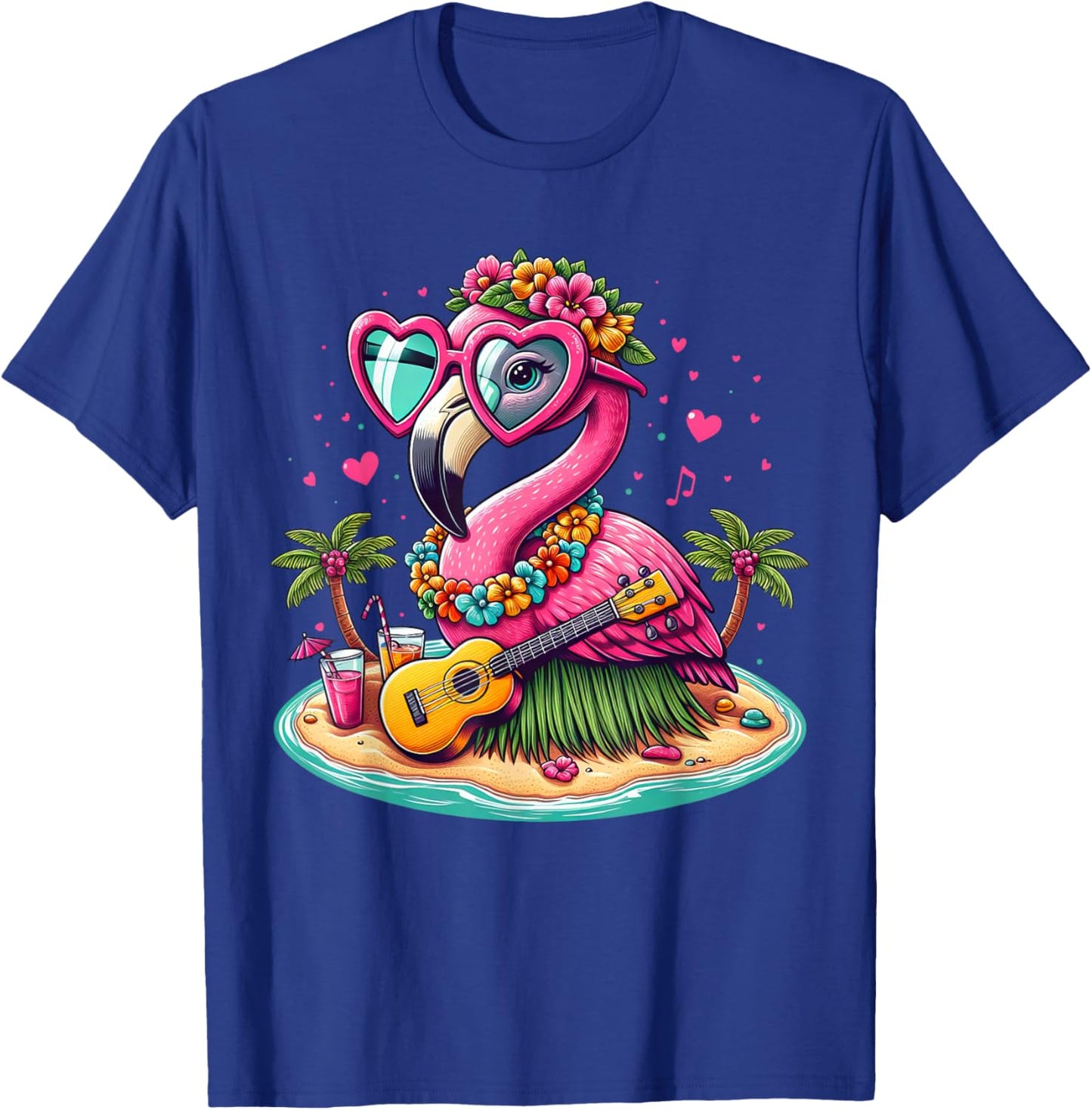 Flamingo Hawaiian Costume Children's Summer Holiday Flamingo , black T-Shirt - T-Shirt | Royal