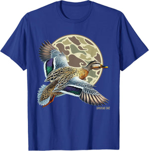 Flying Mottled Duck Camouflage Camo Duck Hunting Camo Hunter T-Shirt - T-Shirt | Royal