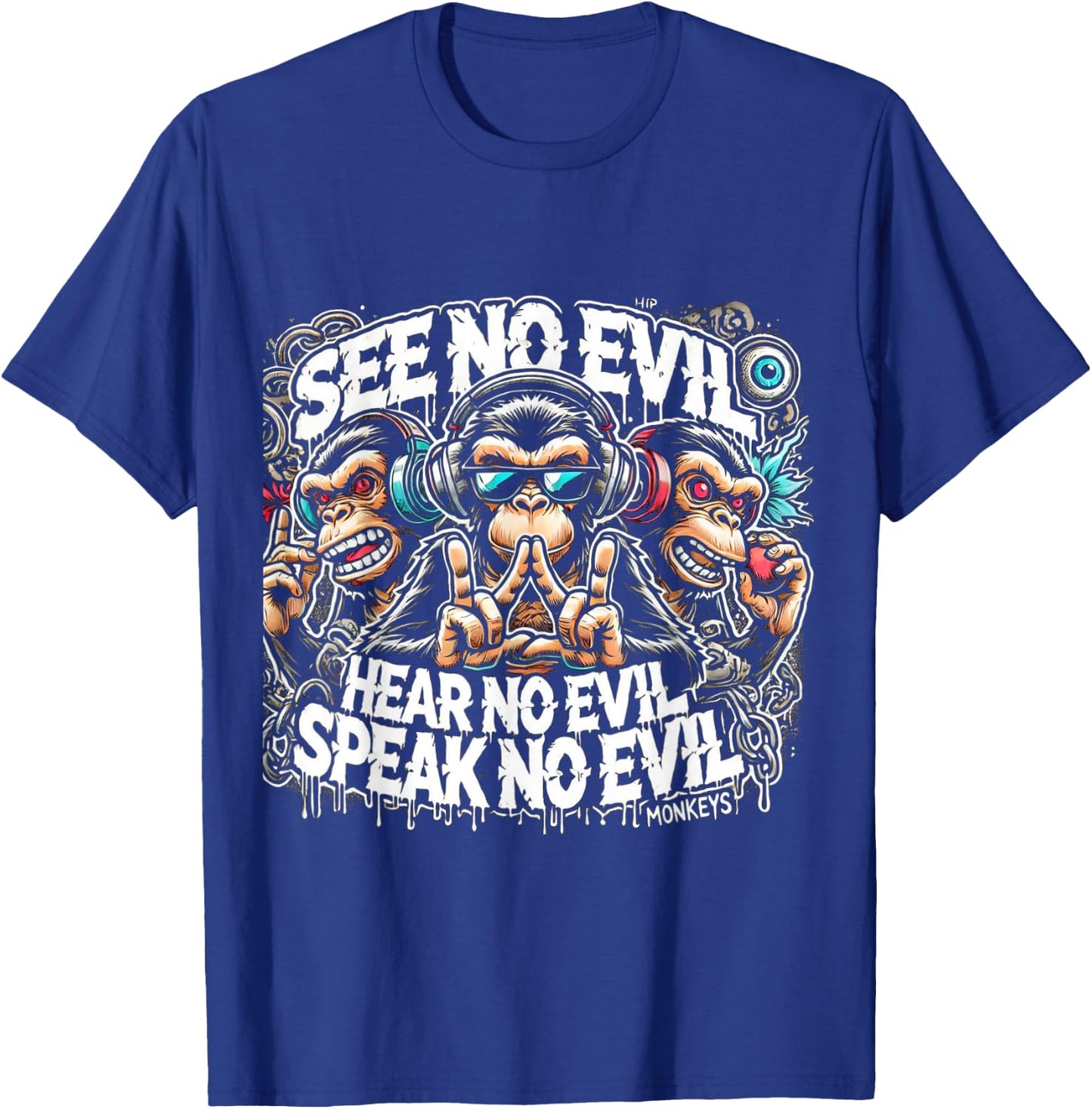 Three Wise Monkeys See No Evil Hear No Evil Speak No Evil T-Shirt - T-Shirt | Royal