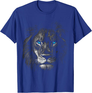 Lion Animal Motif Yeux Bleus Illustration Lion T-Shirt - T-Shirt | Royal