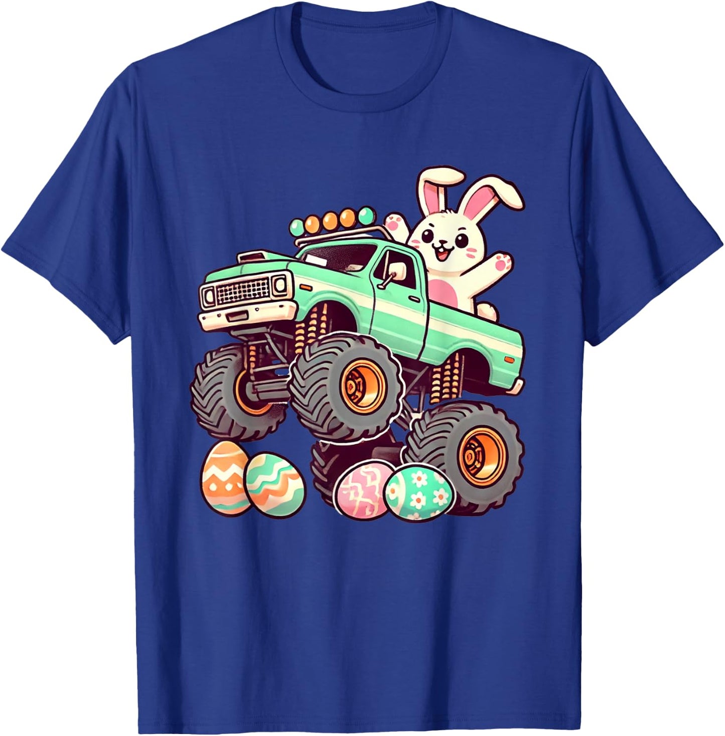 Monster Truck Bunny Happy Easter Day Kids Boys Toddler Funny T-Shirt - T-Shirt | Royal