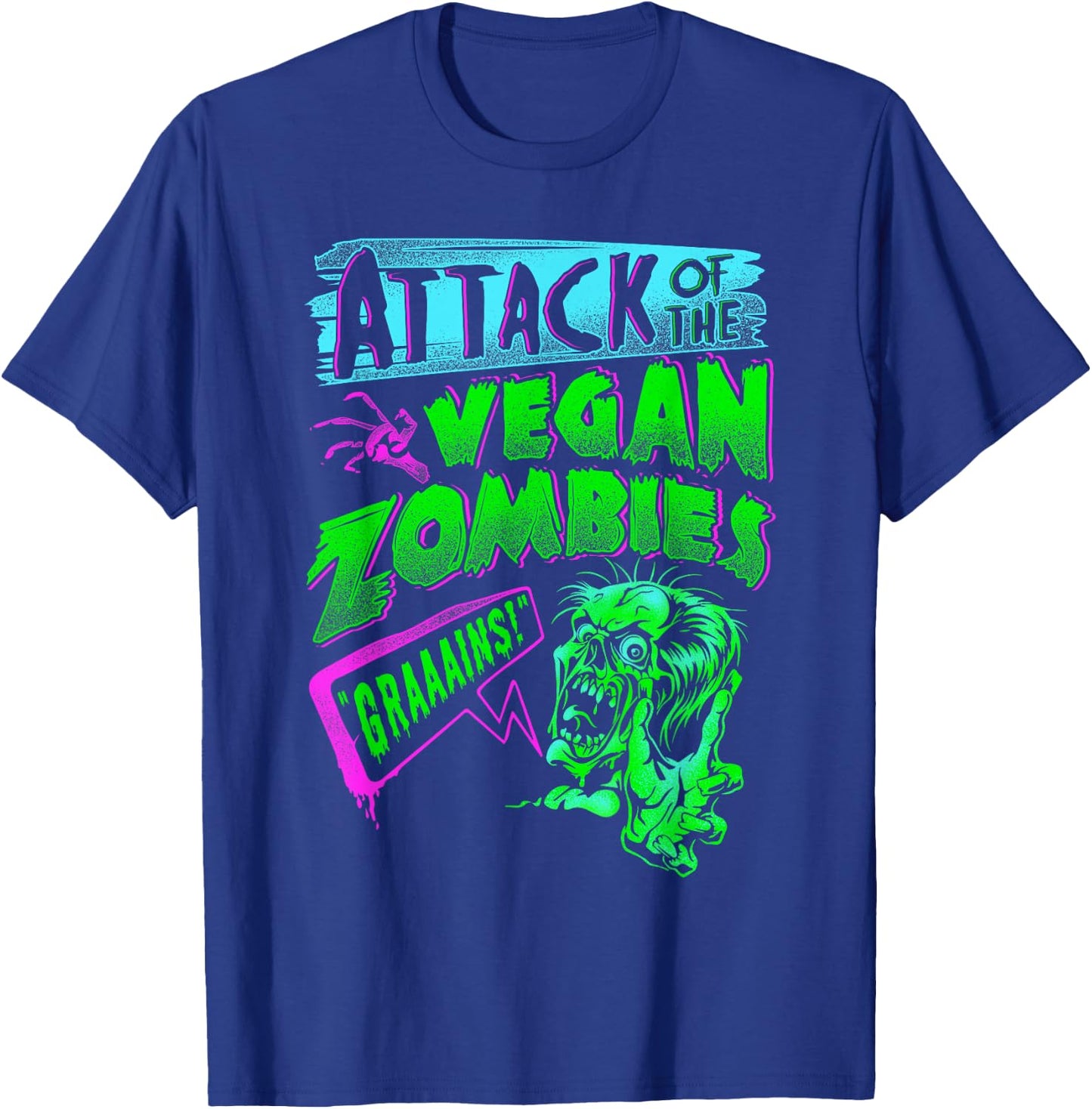 Attack of the Vegan Zombies Vegetarian Halloween T-Shirt - T-Shirt | Royal