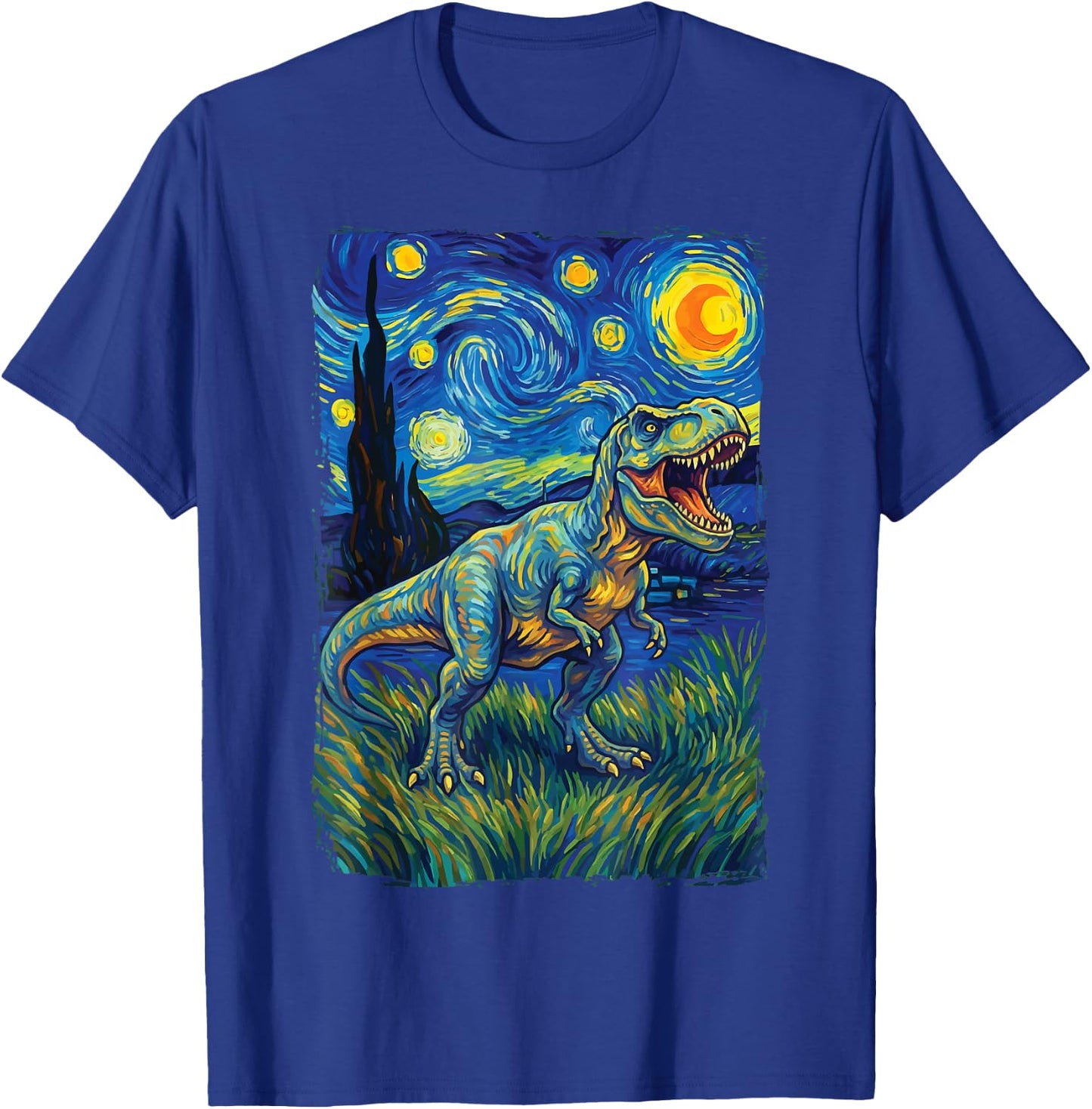 T-Rex Starry Night T-Shirt - T-Shirt | Royal
