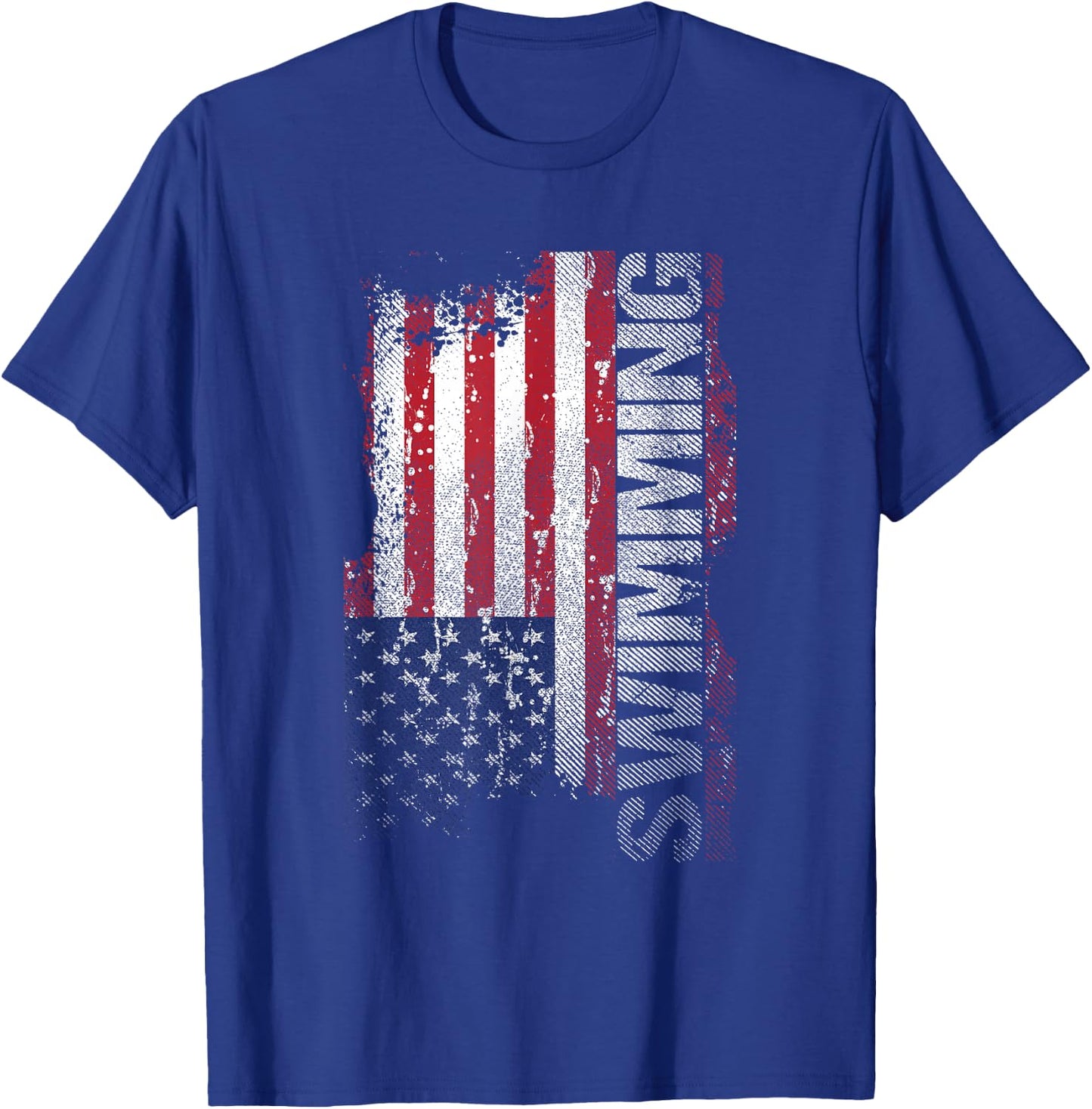 USA Flag Swimming T-Shirt - T-Shirt | Royal