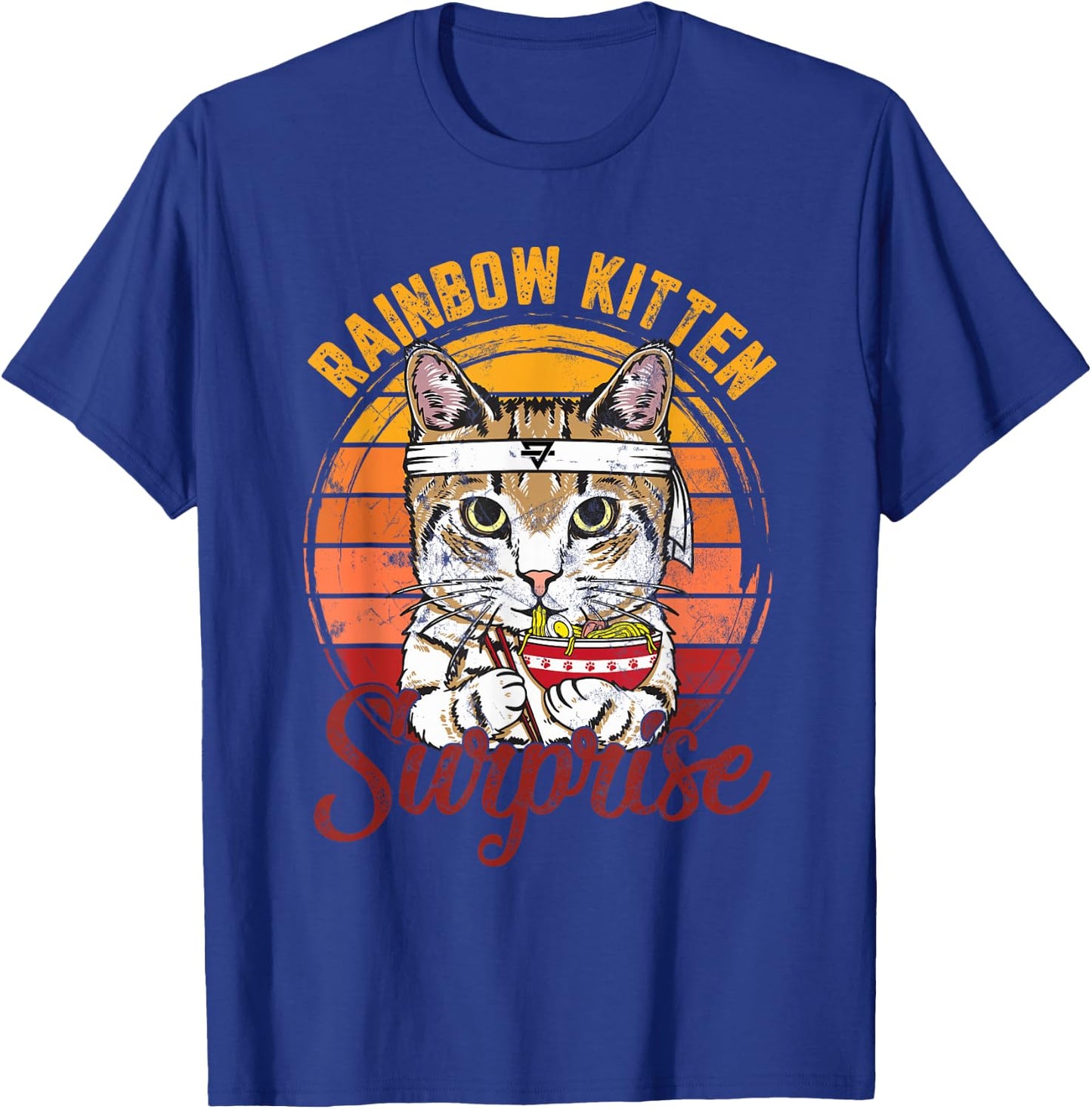 Animals Vintage Cats Rainbow Cat Kitten Surprise & Ramen T-Shirt - T-Shirt | Royal