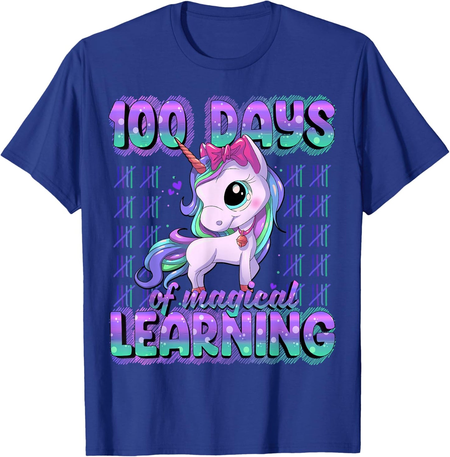 100 Days Of School Shirt Unicorn 100 Days Smarter 100th Day T-Shirt - T-Shirt | Royal