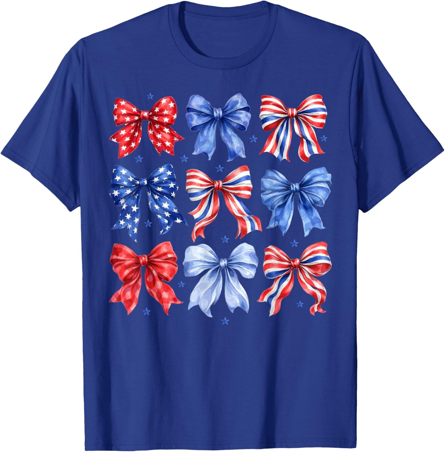 Coquette Bow in Red White Blue Patriotic 4th of July Girls T-Shirt - T-Shirt | Royal