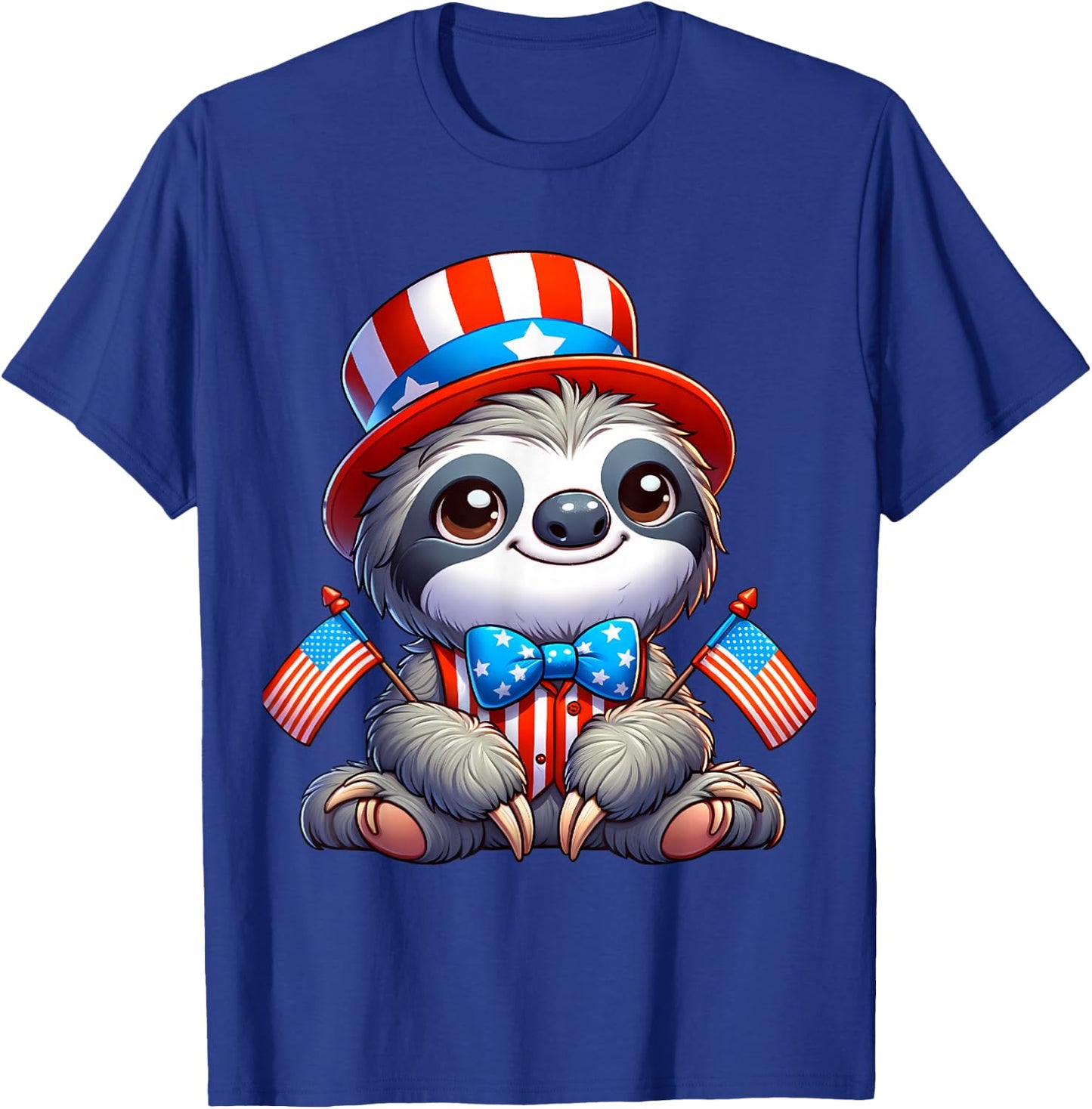 Sloth Happy 4th of July Independence Day Men Women Kids T-Shirt - T-Shirt | Royal