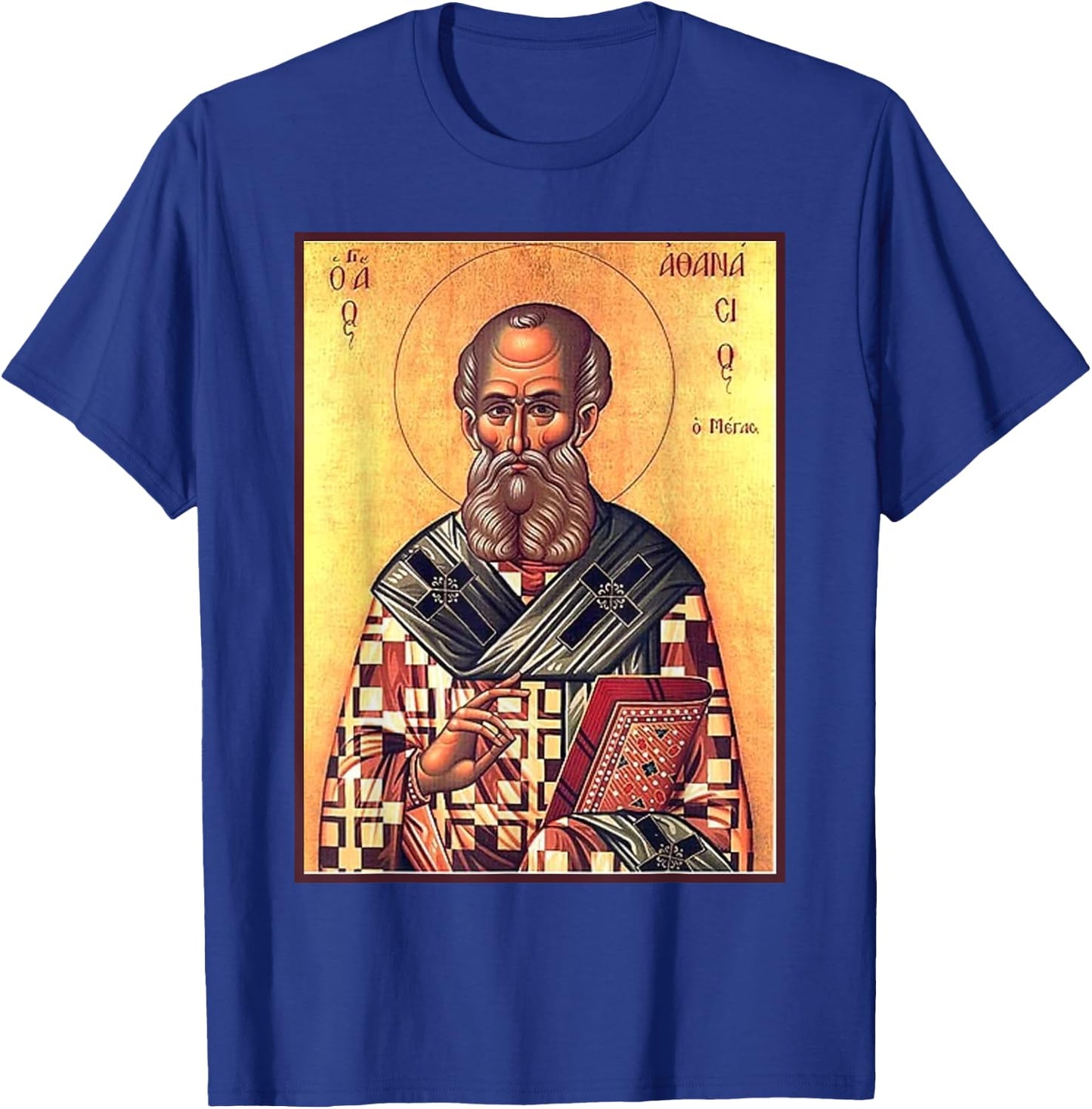 St. Athanasius of Alexandria Eastern Orthodox Byzantine Art T-Shirt - T-Shirt | Royal