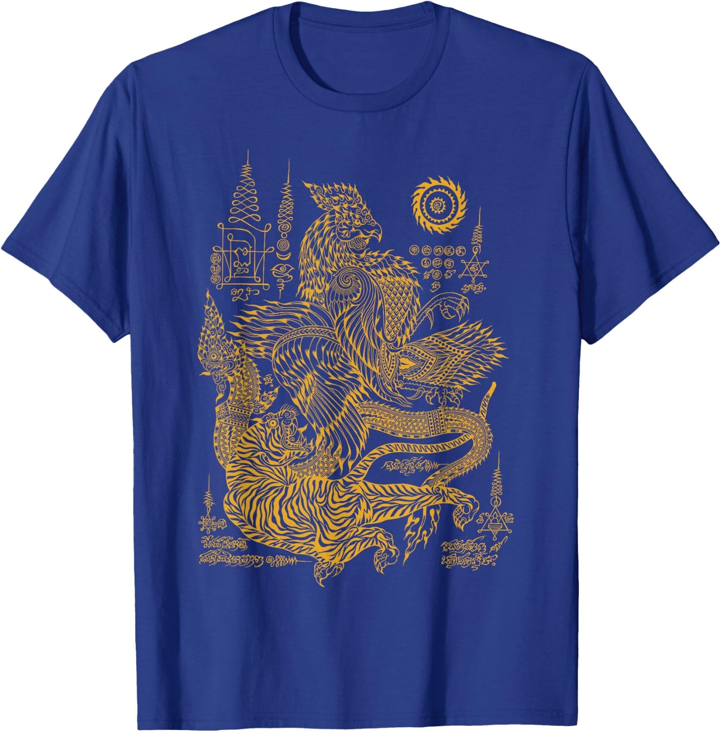 Thai Rooster & Tiger Traditional Thailand Art MMA Muay Thai T-Shirt - T-Shirt | Royal