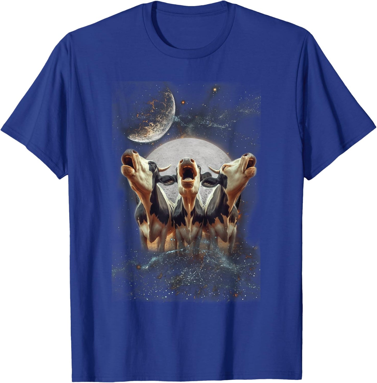 Three Cows Howling At The Moon Funny Parody Cow T-Shirt - T-Shirt | Royal