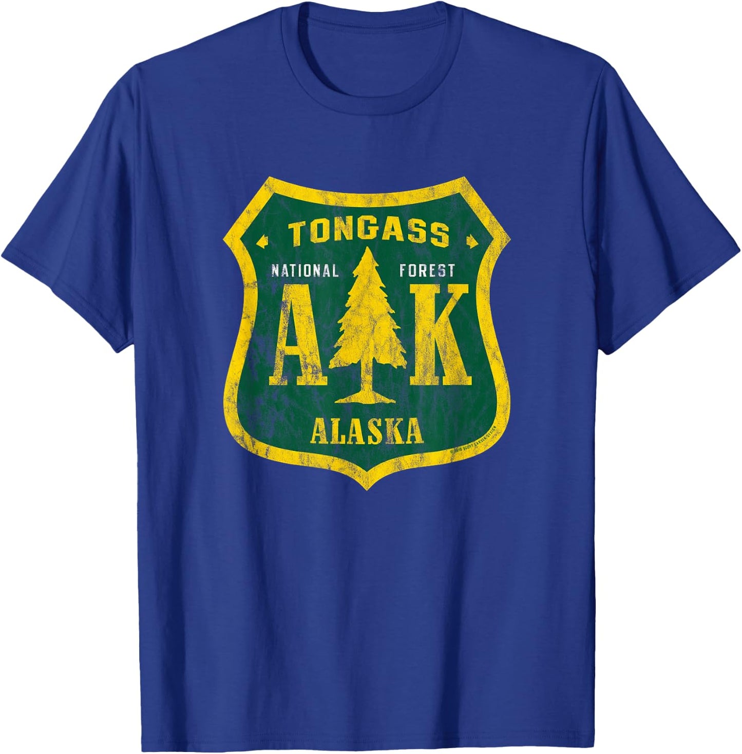 Tongass National Forest Alaska Shield Retro Vintage Look T-Shirt - T-Shirt | Royal