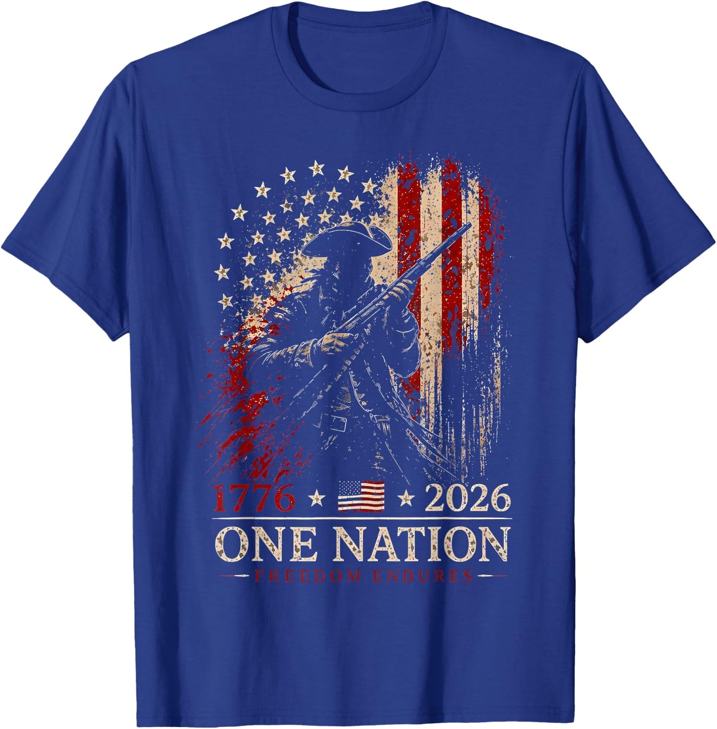 1776-2026 Patriotic Soldier 250th Anniversary 4th July T-Shirt - T-Shirt | Royal