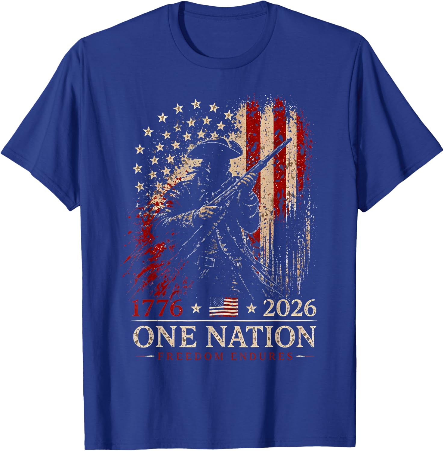 1776-2026 Patriotic Soldier 250th Anniversary 4th July T-Shirt - T-Shirt | Royal