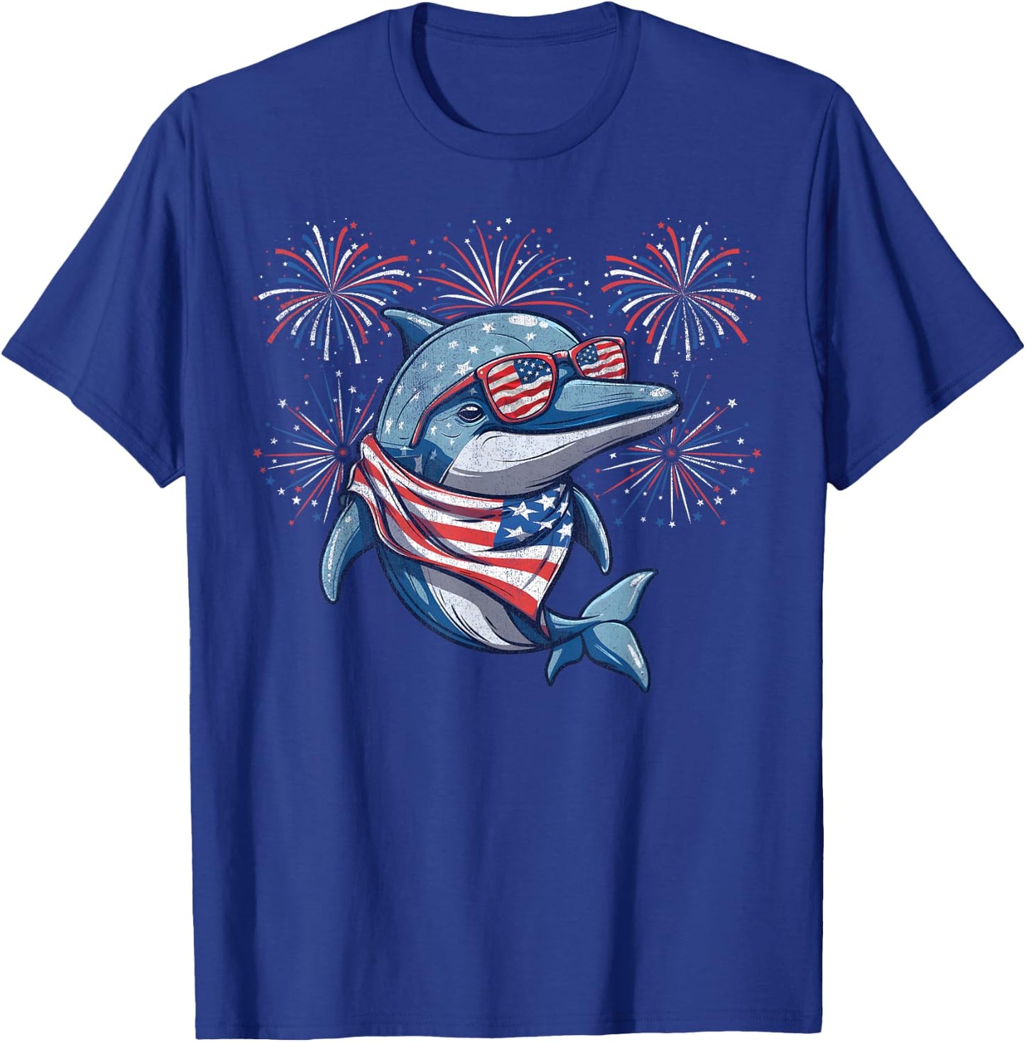 Dolphin 4th Of July Sunglasses American Flag Fireworks Women Men T-Shirt - T-Shirt | Royal