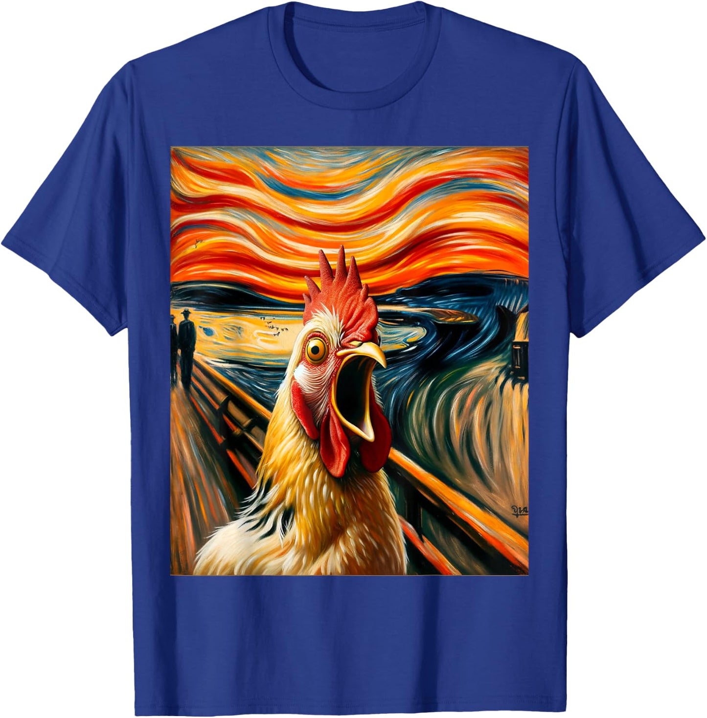Expressionist Scream Parody Funny Painting Art Humor Chicken T-Shirt - T-Shirt | Royal