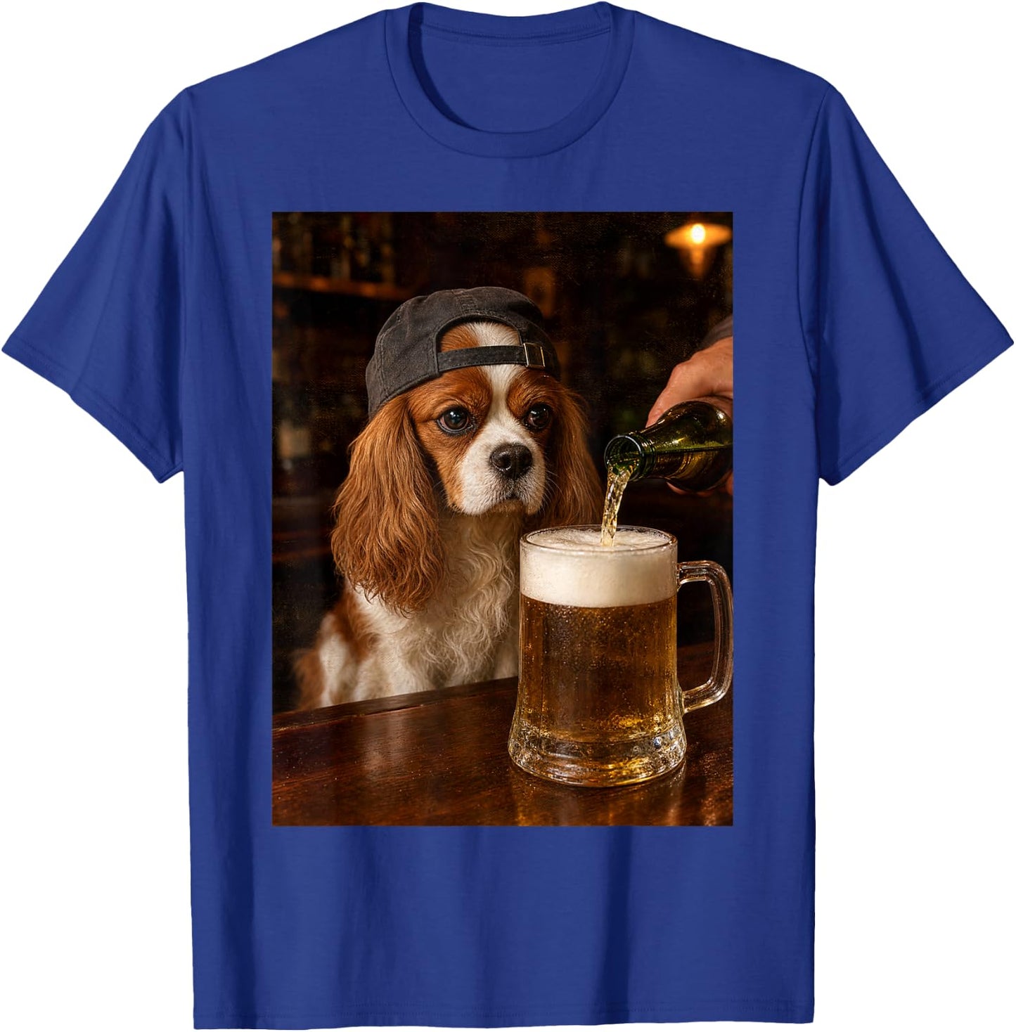 Cavalier King Charles Drinking Beer Funny Dog Meme T-Shirt - T-Shirt | Royal