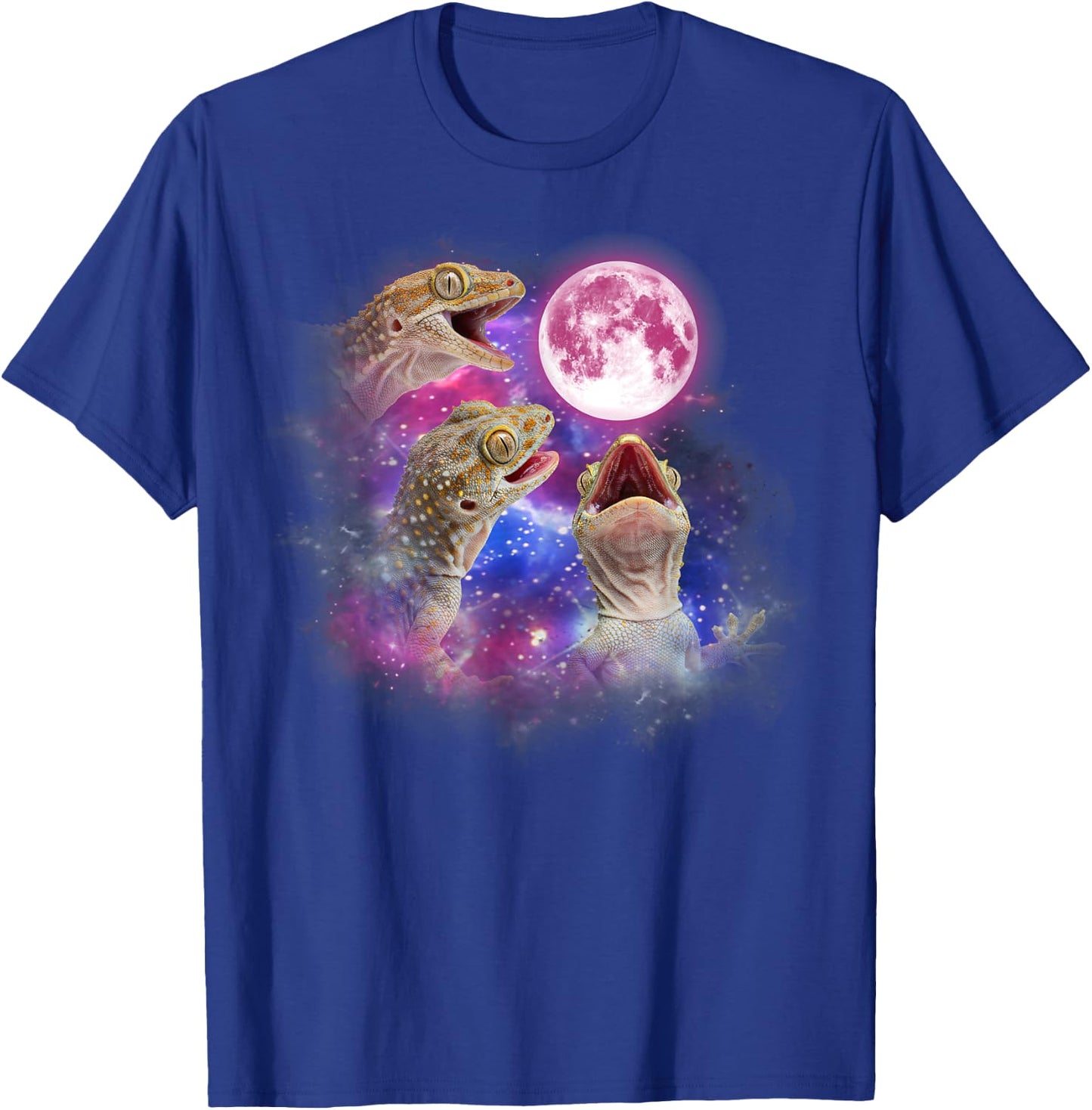 Gecko Howling At The Moon Wildlife colorful gecko T-Shirt - T-Shirt | Royal