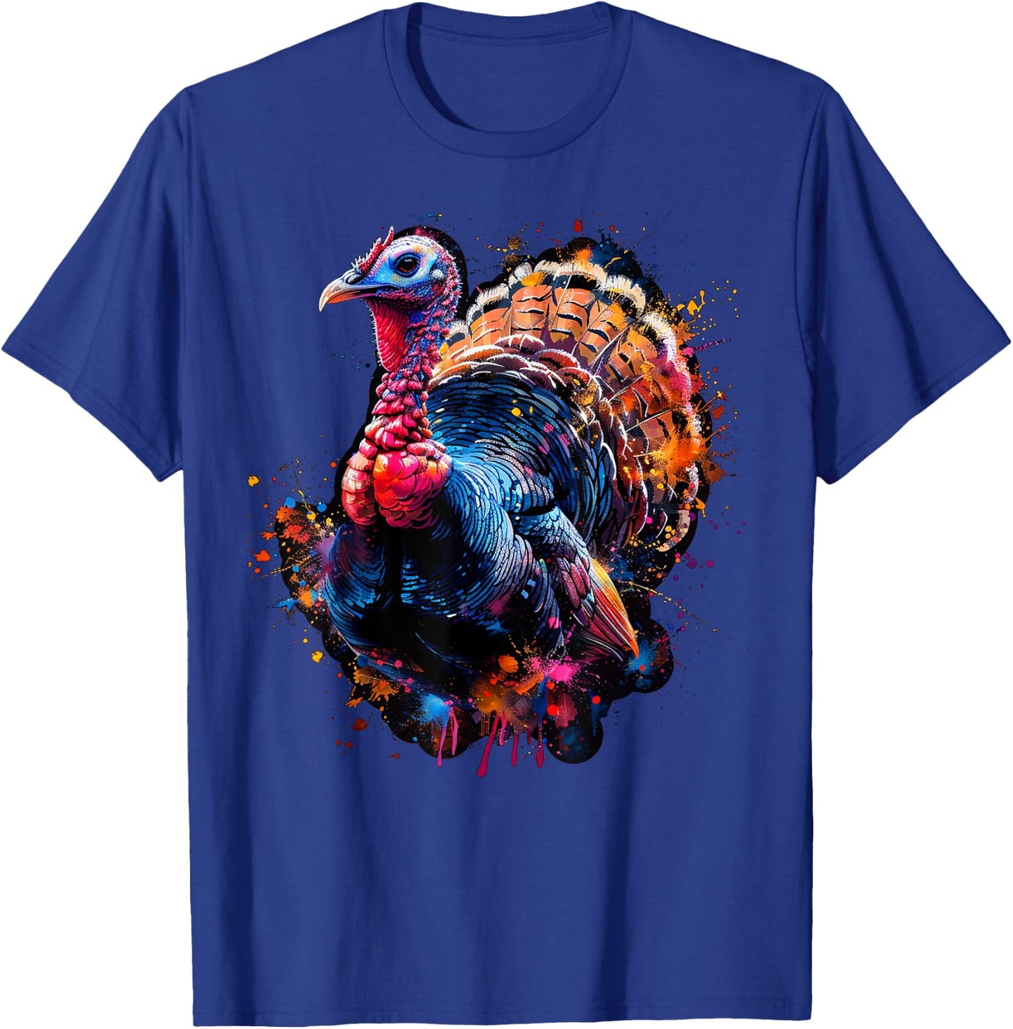 Cool Wild Turkey on colorful painted Wild Turkey T-Shirt - T-Shirt | Royal
