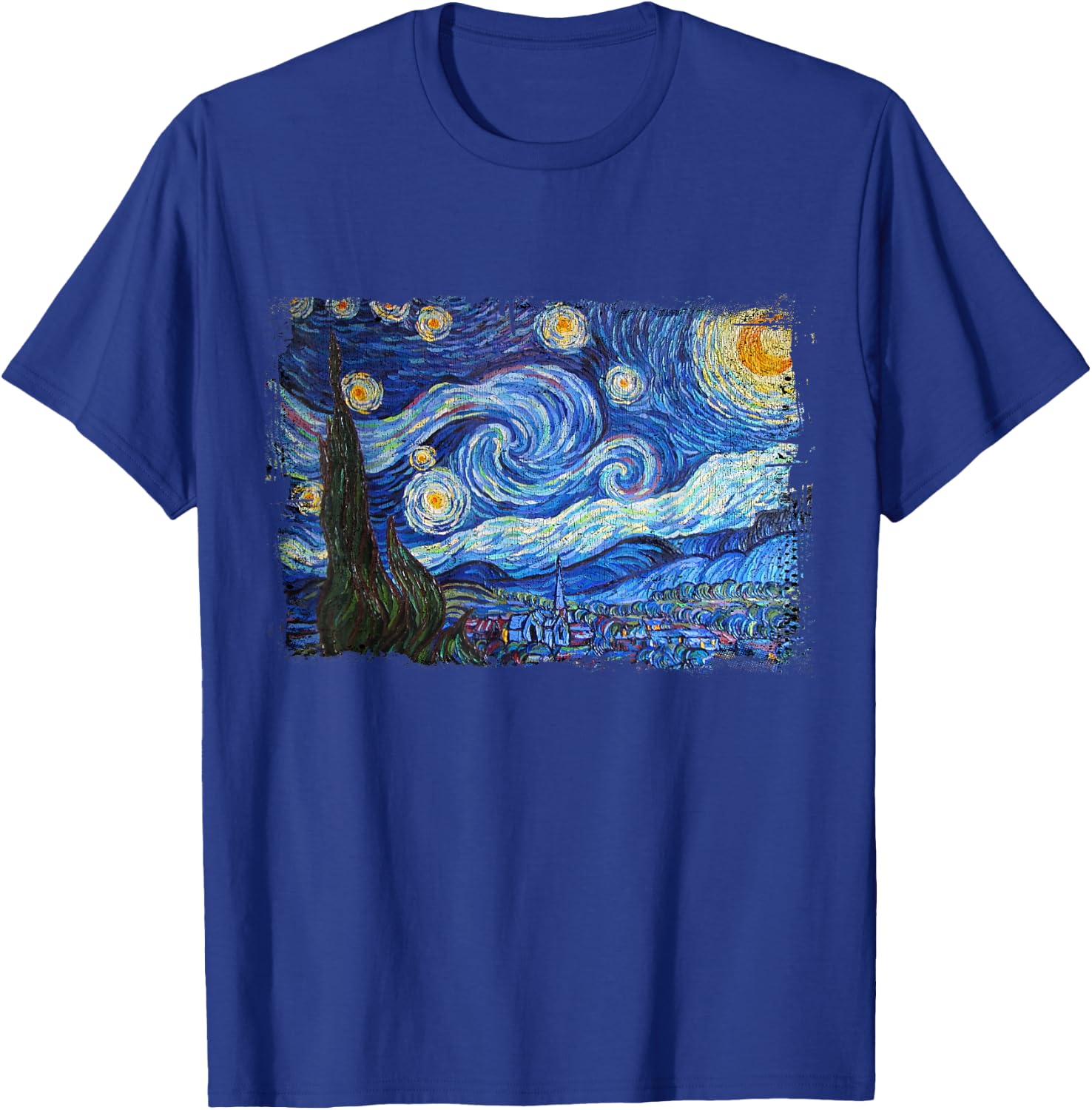 Starry Night by Vincent Van Gogh Famous Painting T-Shirt - T-Shirt | Royal