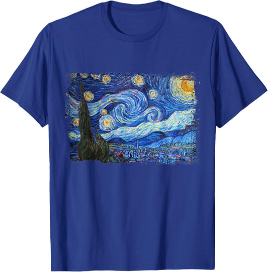 Starry Night by Vincent Van Gogh Famous Painting T-Shirt - T-Shirt | Royal
