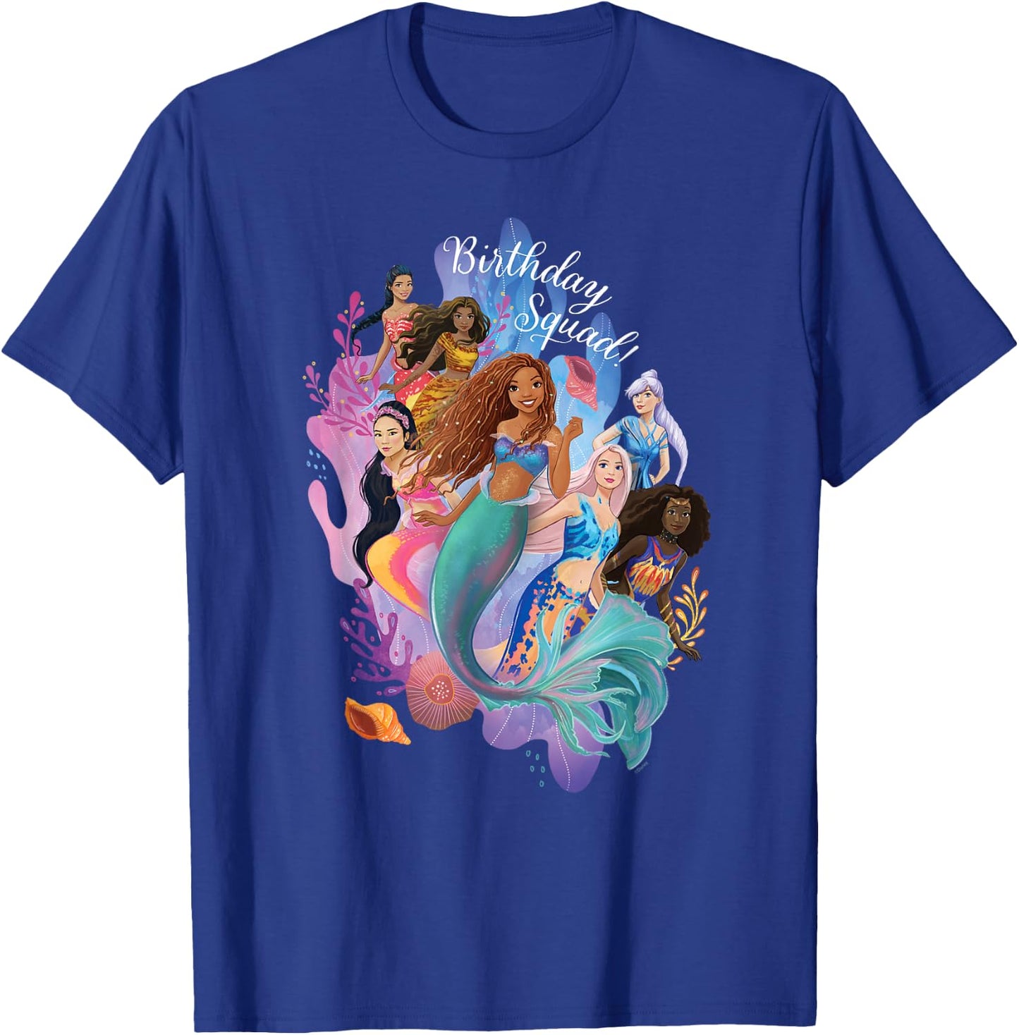 Disney Little Mermaid Ariel Friends & Family Birthday Squad T-Shirt - T-Shirt | Royal