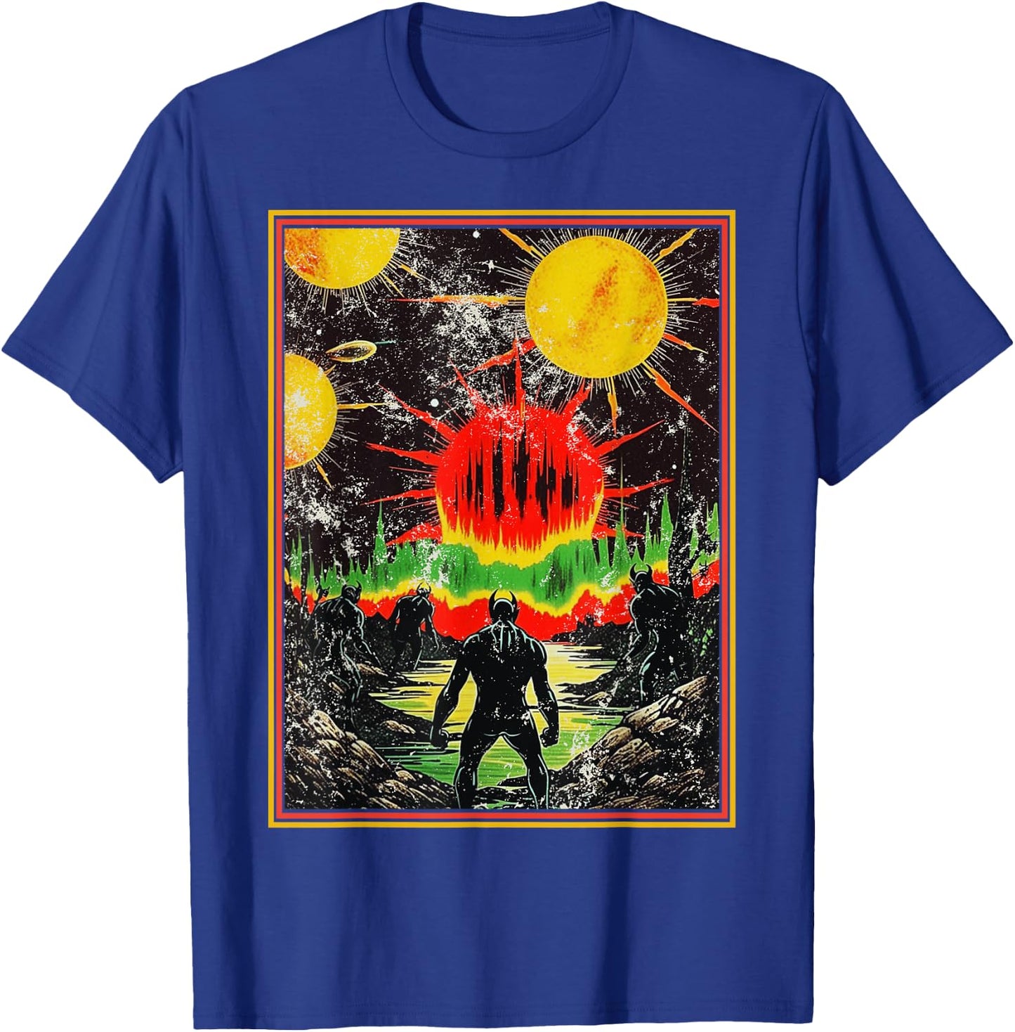 Monstrous Creature Emerging Retro 80s Dark Fantasy Art T-Shirt - T-Shirt | Royal