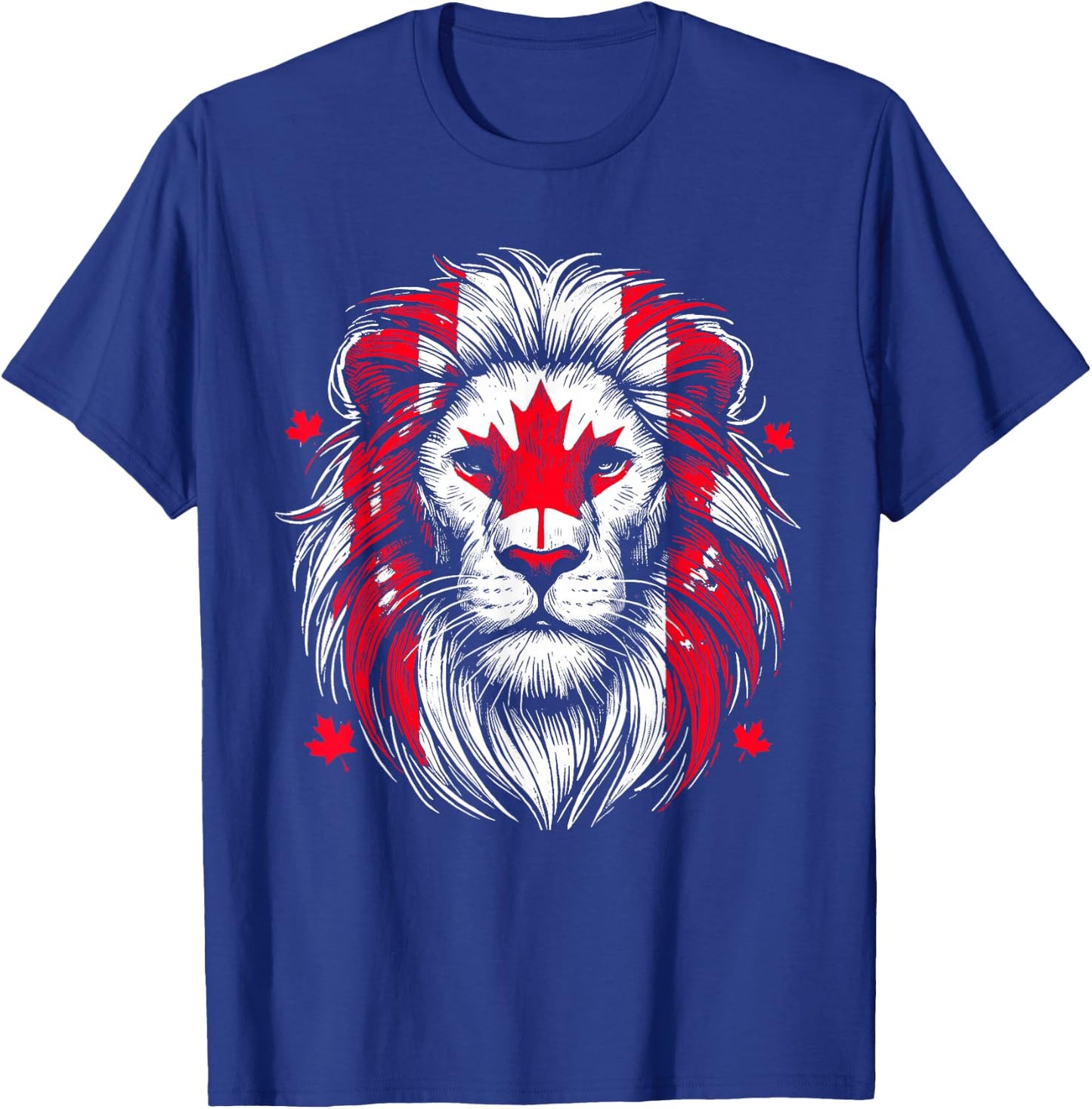 Patriotic Lion Maple Leaf Flag Canada Day Canadian Animal T-Shirt - T-Shirt | Royal