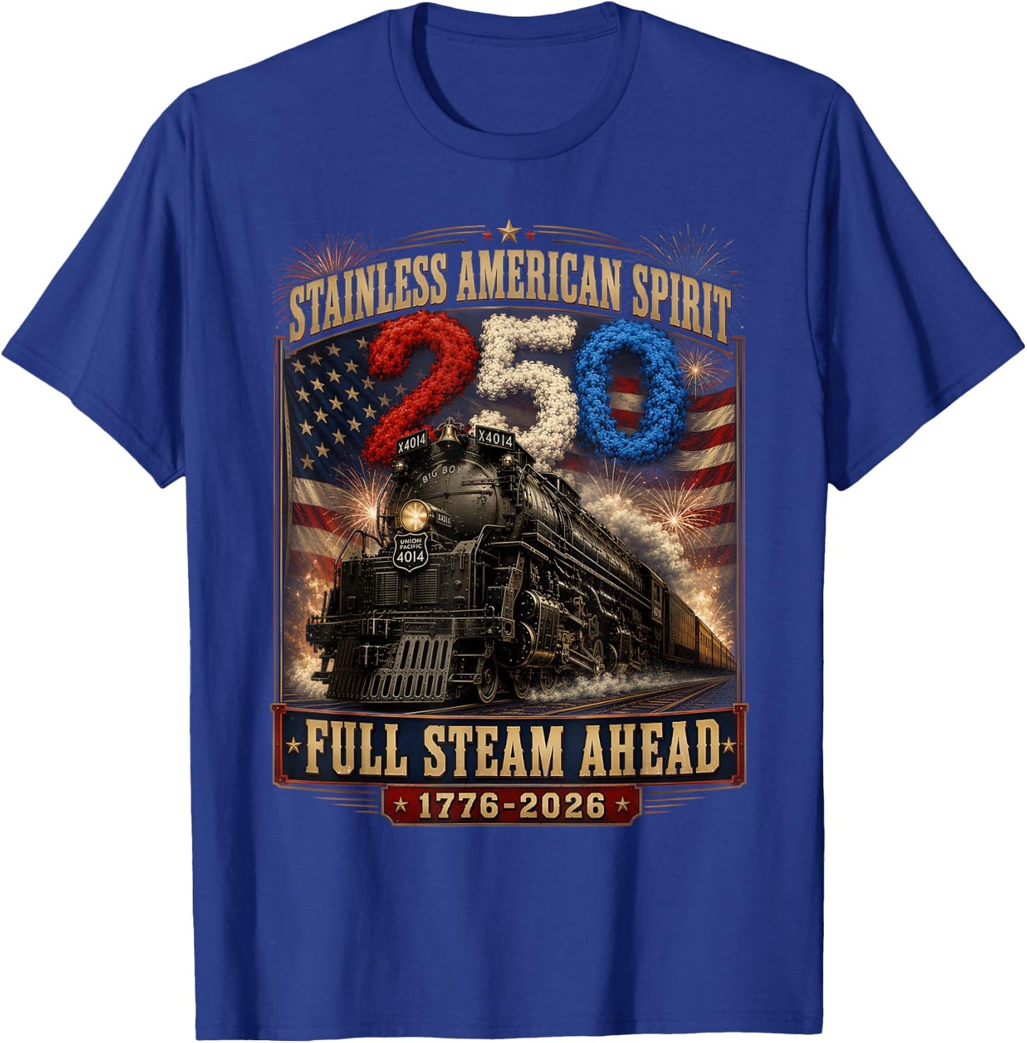 Big Boy 4014 Vintage 250 Steam Locomotive Railroad Train T-Shirt - T-Shirt | Royal