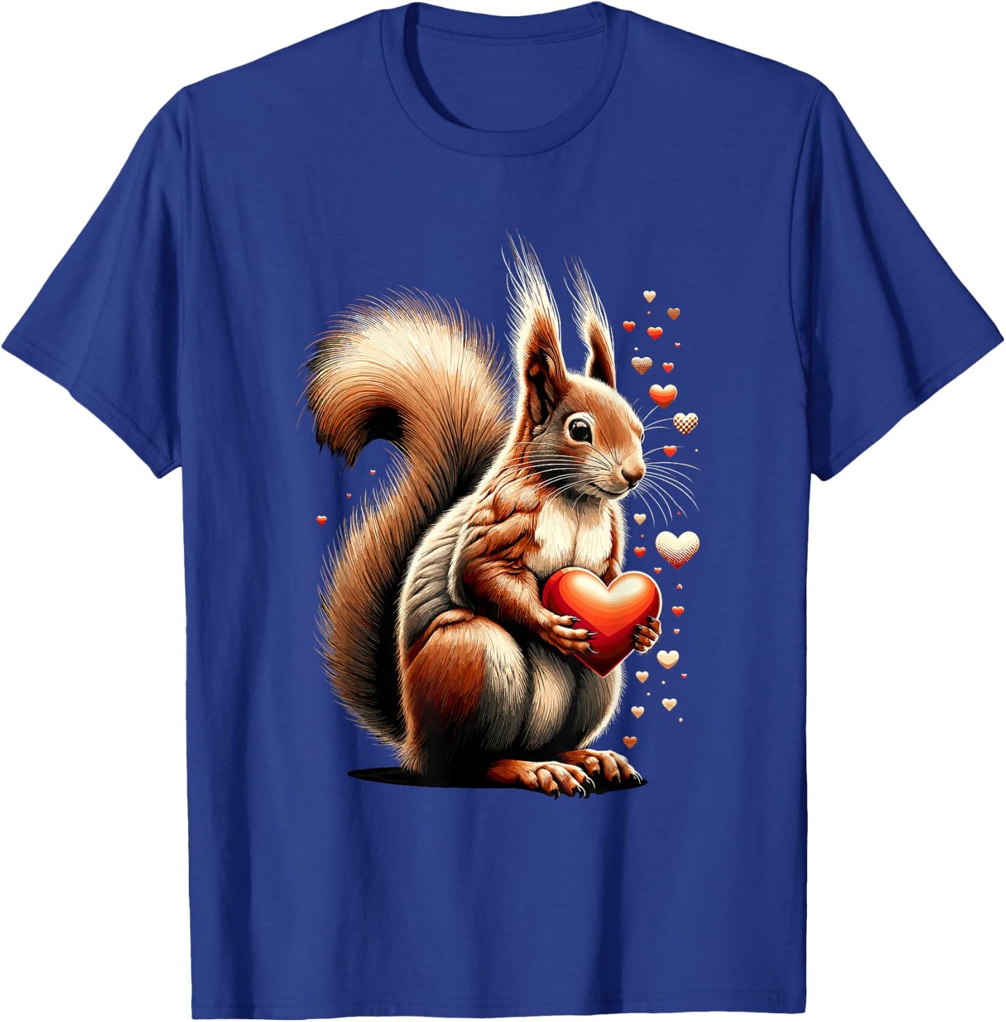 Squirrel Holding Heart Valentine's Day Cute Valentine T-Shirt - T-Shirt | Royal
