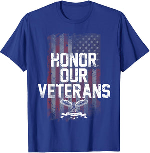 Honor Our Vets Happy Veterans Day Fallen Soldiers T-Shirt - T-Shirt | Royal