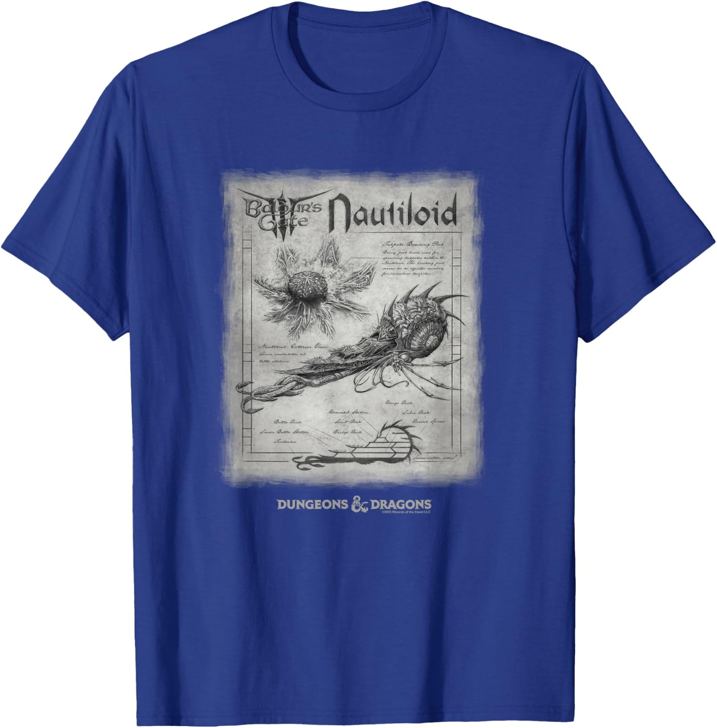 Dungeons & Dragons Baldur's Gate III Nautiloid Schematics T-Shirt - T-Shirt | Royal