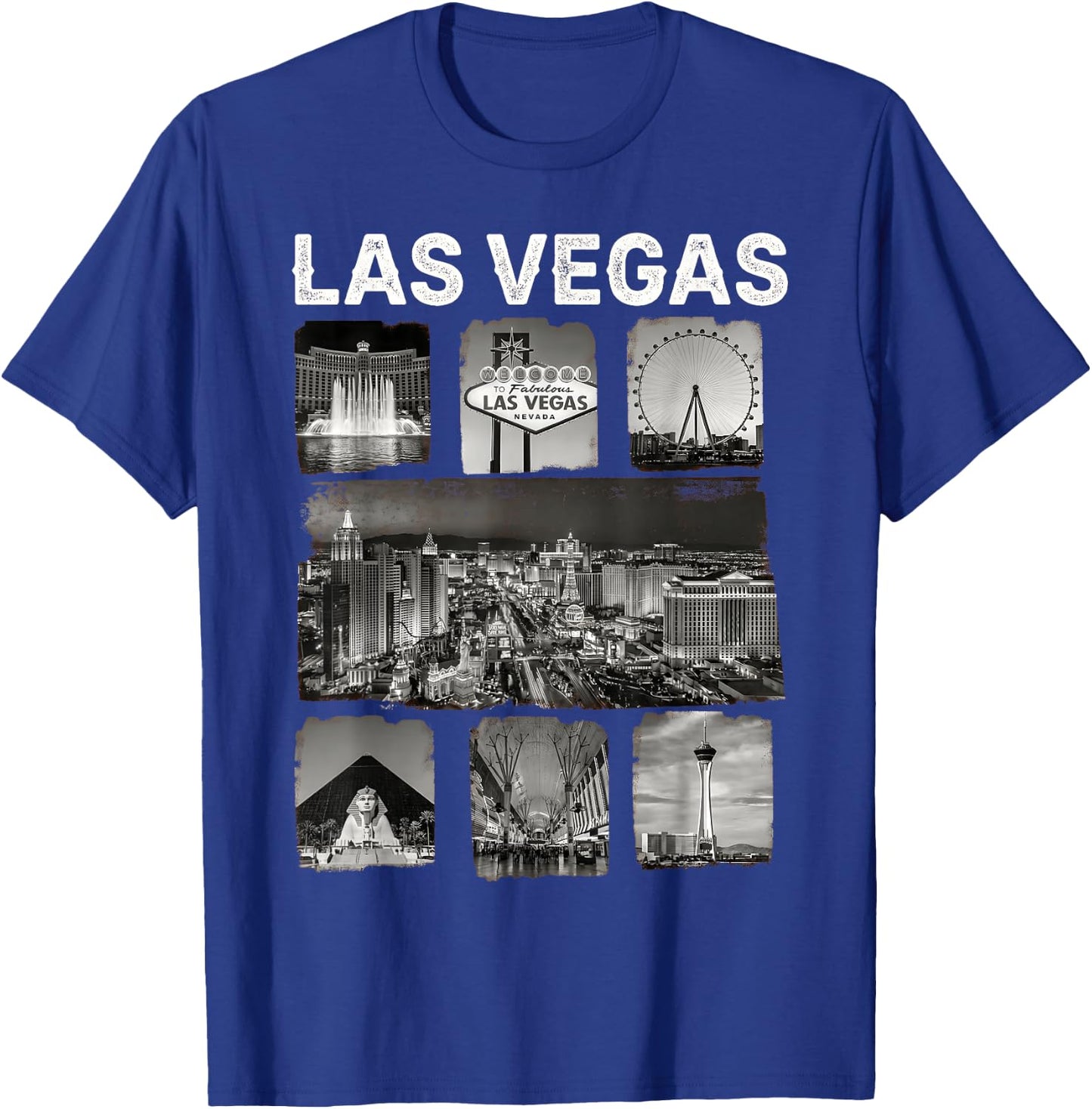 Las Vegas Nevada Iconic Landmarks Collage T-Shirt - T-Shirt | Royal
