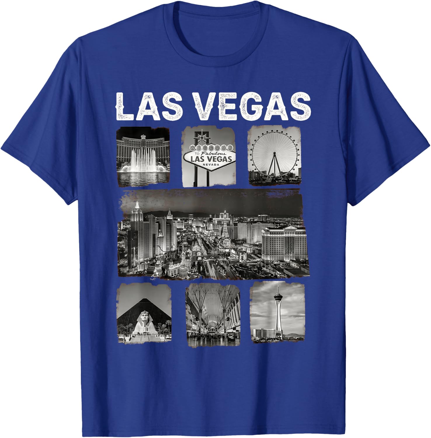 Las Vegas Nevada Iconic Landmarks Collage T-Shirt - T-Shirt | Royal