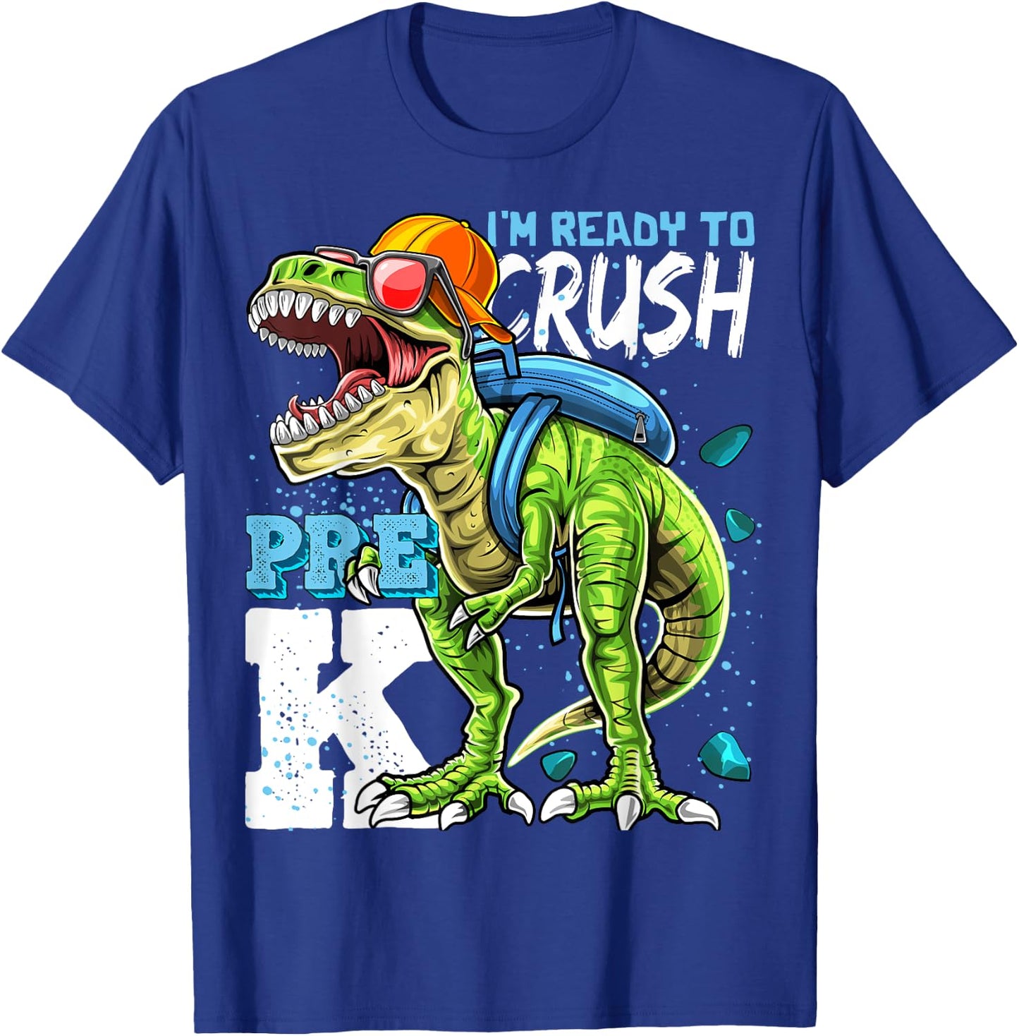 Ready To Crush Pre-K T Rex Dinosaur Back to School Boys Gift T-Shirt - T-Shirt | Royal