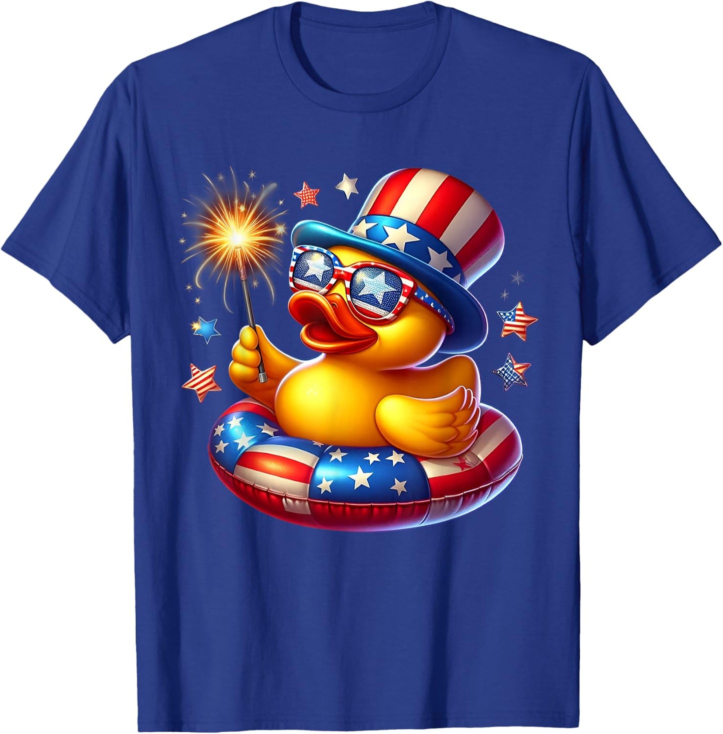 Cool Rubber Duck Duckie American Flag 4th of July Patriotic T-Shirt - T-Shirt | Royal