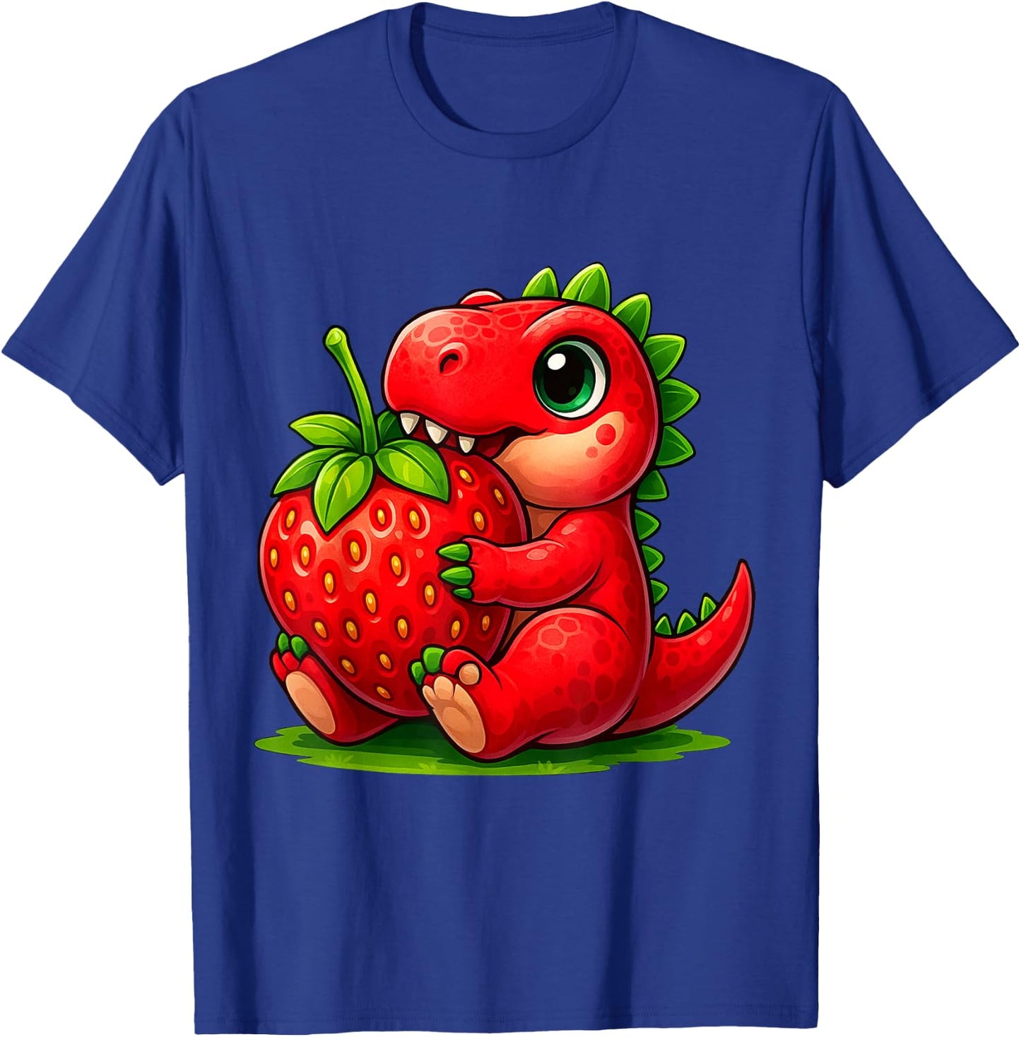 Cute Strawberry Summer Fruit Lover Dinosaur T Rex Boys Girls T-Shirt - T-Shirt | Royal
