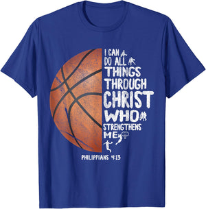 Can All Things Do Through Christ Philippians 4:13 Basketball T-Shirt - T-Shirt | Royal