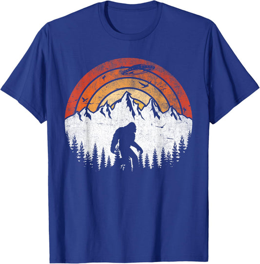 Retro Bigfoot Believer Hiking Lover Sasquatch T-Shirt - T-Shirt | Royal