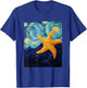 Cute Starfish Aquarist - Van Gogh Style - Starry Night T-Shirt - T-Shirt | Royal