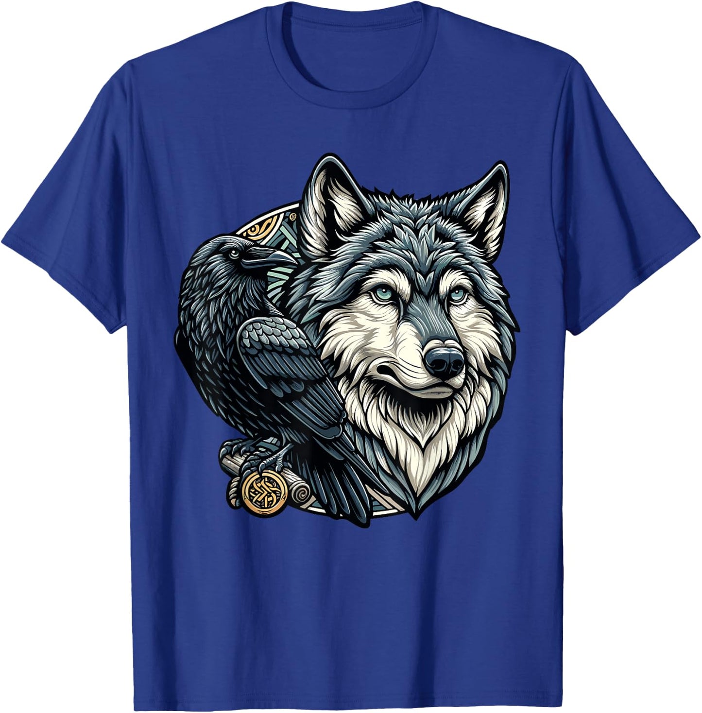 Wolf and Raven Design - Viking Symbol Nordic Mythology T-Shirt - T-Shirt | Royal
