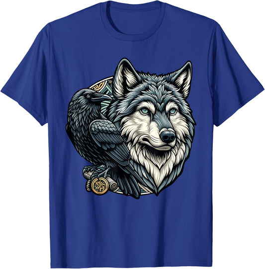 Wolf and Raven Design - Viking Symbol Nordic Mythology T-Shirt - T-Shirt | Royal