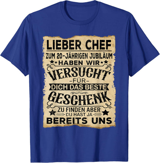 for Service Anniversary & Company Anniversary Chef 20th Anniversary, black T-Shirt - T-Shirt | Royal
