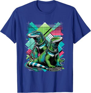 Monitor Lizards on a Leash | Cool Graphic Reptile T-Shirt - T-Shirt | Royal