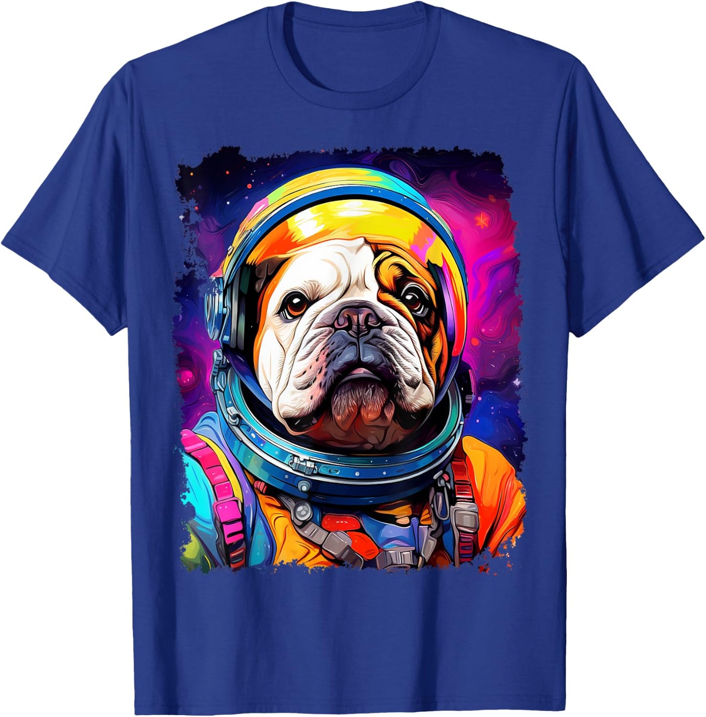 Pop Art Dog English Bulldog Space Astronaut Women Kids T-Shirt - T-Shirt | Royal